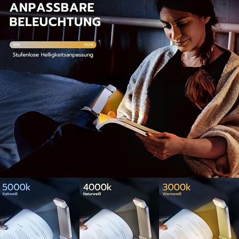 Reading Lamp, 60Lm, Flexible Angle, Narrow Reading Clip, 3-Colour Continuous Dimming with USB Cable for Home in Kuwait