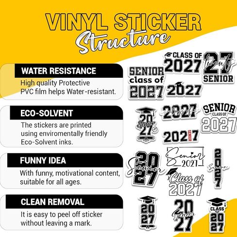 15 PCS Class of 2027 Stickers, Class of 2027 Decorations, Graduation 2027, 2027 Senior- Stickers for Laptop Water Bottle Phone Car Window Helmet (3 inch) in Kuwait