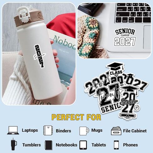 15 PCS Class of 2027 Stickers, Class of 2027 Decorations, Graduation 2027, 2027 Senior- Stickers for Laptop Water Bottle Phone Car Window Helmet (3 inch) in Kuwait