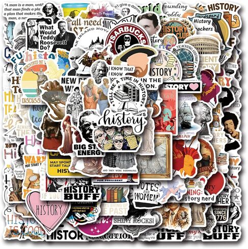 124Pcs History Stickers - History Gifts, Party Supplies - Vinyl Laptop Stickers Waterproof - Gift for Women & Men in Kuwait