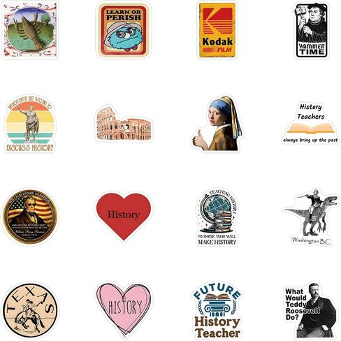 124Pcs History Stickers - History Gifts, Party Supplies - Vinyl Laptop Stickers Waterproof - Gift for Women & Men in Kuwait