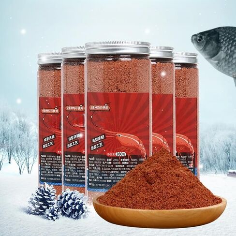 1pcs Antarctic Krill Powder - Intense Scent Fishing Attractant for Autumn/Winter Black Pit & Stream Fishing, Enhances Bait for Carp, Crucian Carp, and Freshwater Species in Kuwait