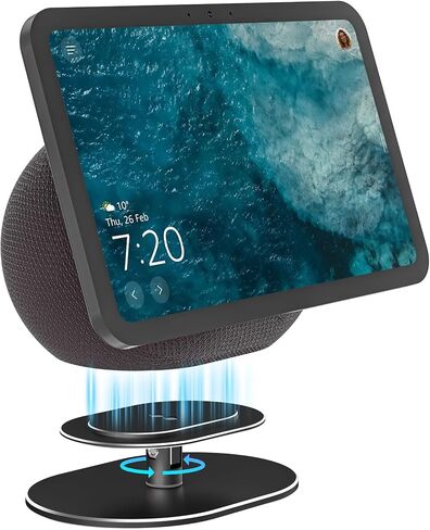 Adjustable Stand for Echo Show 8 4th Gen 2025 Release, 360° Horizontal Swivel, Tiltable Aluminum Smart Display Table Holder with Anti-Slip Base, No Assembly Required (Black) in Kuwait
