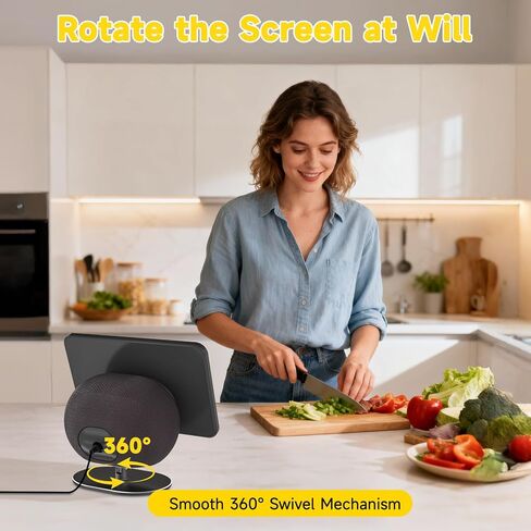 Adjustable Stand for Echo Show 8 4th Gen 2025 Release, 360° Horizontal Swivel, Tiltable Aluminum Smart Display Table Holder with Anti-Slip Base, No Assembly Required (Black) in Kuwait