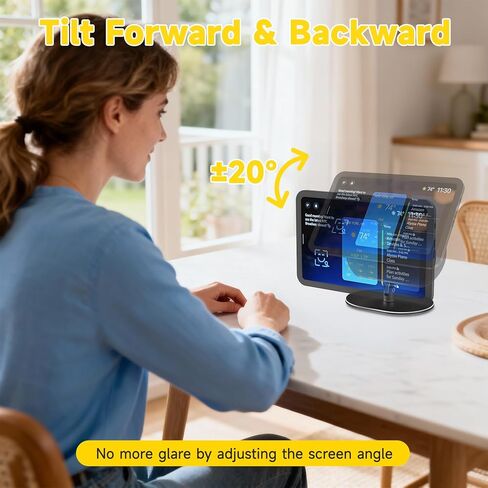 Adjustable Stand for Echo Show 8 4th Gen 2025 Release, 360° Horizontal Swivel, Tiltable Aluminum Smart Display Table Holder with Anti-Slip Base, No Assembly Required (Black) in Kuwait