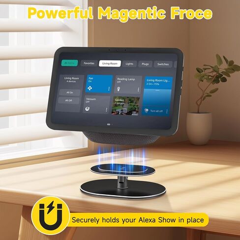 Adjustable Stand for Echo Show 8 4th Gen 2025 Release, 360° Horizontal Swivel, Tiltable Aluminum Smart Display Table Holder with Anti-Slip Base, No Assembly Required (Black) in Kuwait