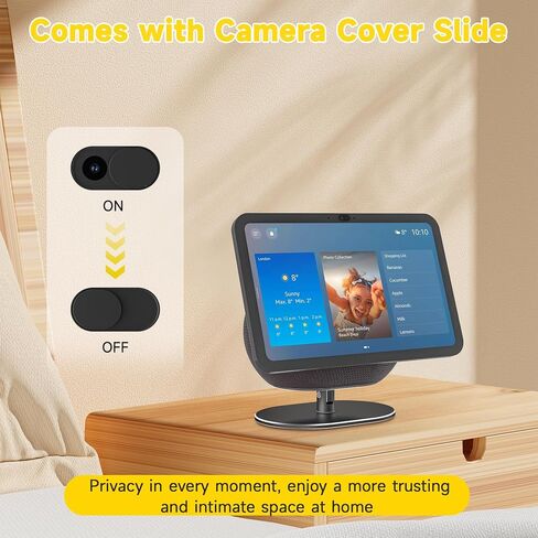 Adjustable Stand for Echo Show 8 4th Gen 2025 Release, 360° Horizontal Swivel, Tiltable Aluminum Smart Display Table Holder with Anti-Slip Base, No Assembly Required (Black) in Kuwait