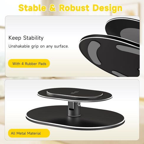 Adjustable Stand for Echo Show 8 4th Gen 2025 Release, 360° Horizontal Swivel, Tiltable Aluminum Smart Display Table Holder with Anti-Slip Base, No Assembly Required (Black) in Kuwait