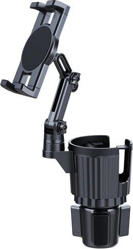 2-in-1 Cup Holder Tablet Mount Expander, 15" Adjustable Arm & 360° Rotation Heavy Duty Car Tablet Holder for iPad iPhone Smartphones, Universal Fit for Most Bottles in Car SUV Truck in Kuwait