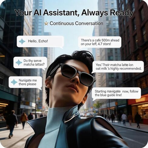 Smart Glasses with Camera, 4K HD Video, 1080P Video Recording & Photo Capture, Open-Ear Bluetooth Audio, AI Translation & Voice Assistant, Dual Lens Wearable Sunglasses for Travel Sports in Kuwait