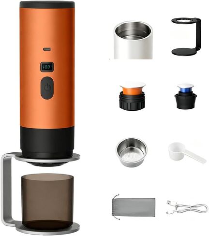 3-in-1 Portable Coffee Maker, 15 Bar Vacuum Espresso Machine, Champagne in Kuwait