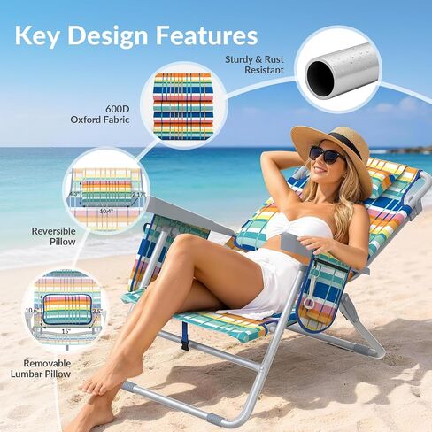 Suteck 15" Tall Beach Chair for Adults 5-Position Adjustment in Kuwait