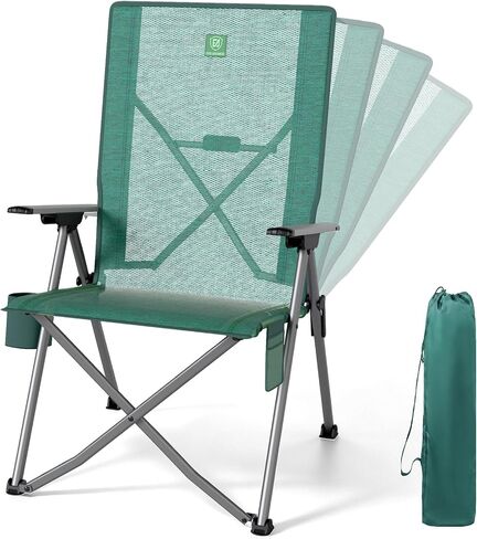 EVER ADVANCED Reclining Camping Chairs for Adult Supports 350lbs Mesh Grey in Kuwait