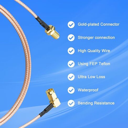 2PCS SMA Male Right Angle to Female Cable 3.28ft RG316 Coax WiFi Antenna Cable S-M-A Male 90 Degree to S-M-A Female Bulkhead Jumper Pigtail for Mobile Antennas/WiFi Antenna etc in Saudi Arabia