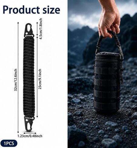 Paracord Handle, Paracord Bag Strap with Metal Clips Wear Resistant in Kuwait