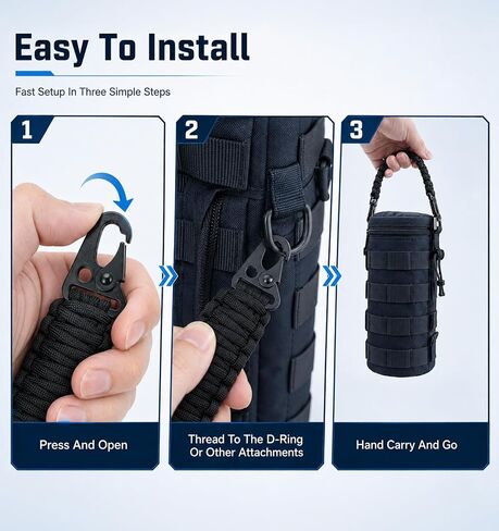 Paracord Handle, Paracord Bag Strap with Metal Clips Wear Resistant in Kuwait