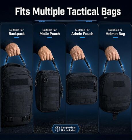 Paracord Handle, Paracord Bag Strap with Metal Clips Wear Resistant in Kuwait