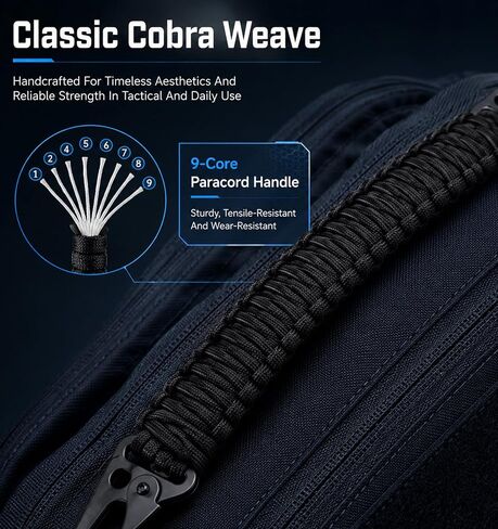 Paracord Handle, Paracord Bag Strap with Metal Clips Wear Resistant in Kuwait