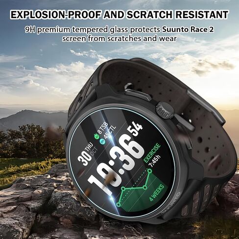 4 PCS Compatible For Suunto Race 2 Watch Screen Protector Glass, HD Clear Full Covered 9H Tempered Protector For Suunto Race 2 Watch Film With Anti-scratch in Kuwait