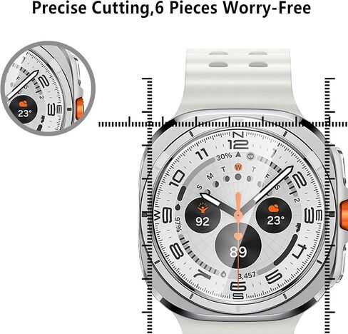 6-Pack Tempered Glass for Samsung Galaxy Watch Ultra 2 47mm Screen Protector, AUUYYA 9H Hadness HD Clear Anti-Scratch Tempered Glass Protection Film for Samsung Watch Ultra 2, Bubble Free Anti Scratch in Kuwait