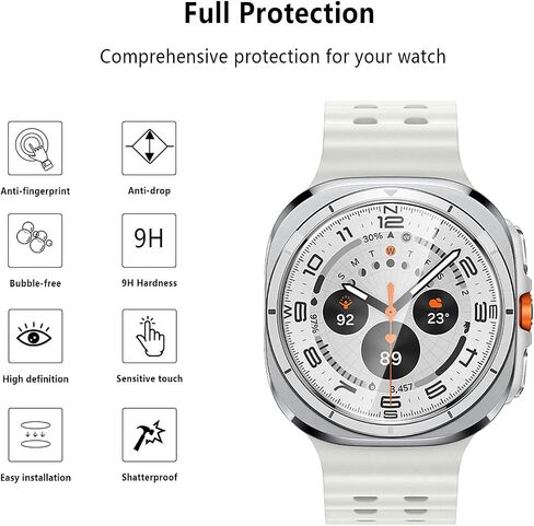 6-Pack Tempered Glass for Samsung Galaxy Watch Ultra 2 47mm Screen Protector, AUUYYA 9H Hadness HD Clear Anti-Scratch Tempered Glass Protection Film for Samsung Watch Ultra 2, Bubble Free Anti Scratch in Kuwait