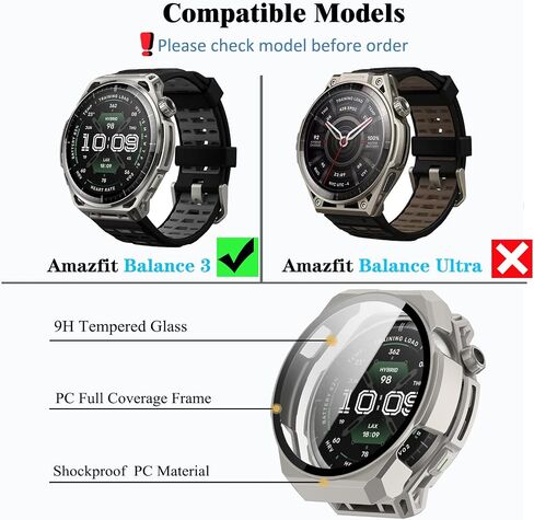 [3-Pack] Screen Protector Case with Tempered Glass Compitible with Amazfit Balance 3 Smart Watch, Hard PC Case Screen Protector Cover Bumper Accessories for Women Men in Kuwait