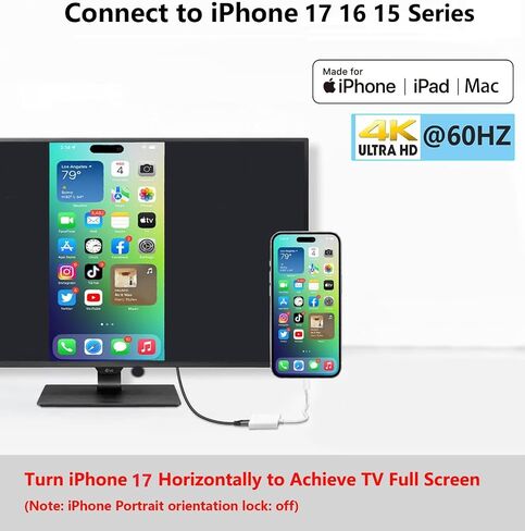 [MFi Certified] USB C to HDMI Adapter for iPhone 17 16 15 Pro Max to TV in Kuwait