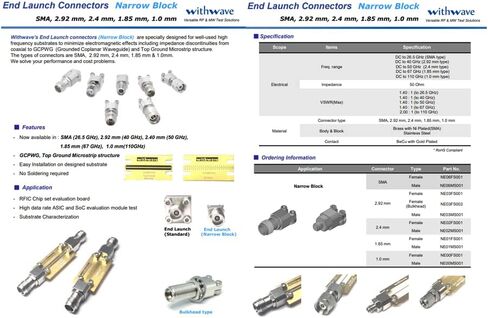 withwave's End Launch 1.85 mm Connector(Narrow Block), DC to 67 GHz, 50 Ohm, Female Type, Stainless Steel Body in Kuwait