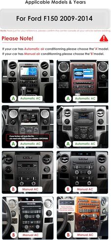 Android 14 Car Stereo Radio for Ford F150 2009-2014 (Auto AC), 8 Core 4G+64G GPS Navigation with 9.7 inch QLED Touchscreen via Wireless Carplay Android Auto SWC Bluetooth EQ USB (Model A) in Kuwait