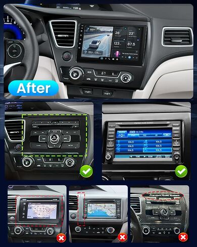 Car Radio for Honda Civic 2013-2015, [4Core 64GB ROM] 9" IPS Touchscreen Stereo Support Wireless Carplay Android Auto, Bluetooth GPS FM Radio, Free Back-up Camera (Only US Version) in Kuwait