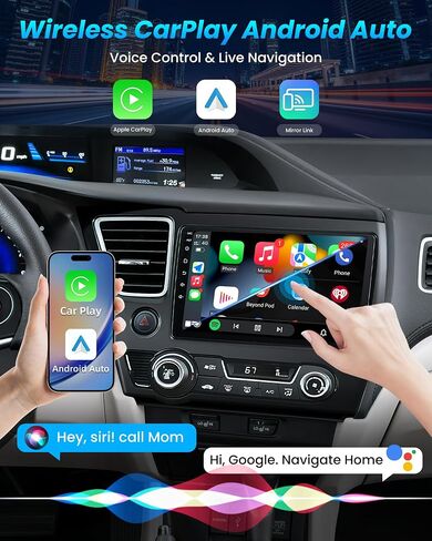 Car Radio for Honda Civic 2013-2015, [4Core 64GB ROM] 9" IPS Touchscreen Stereo Support Wireless Carplay Android Auto, Bluetooth GPS FM Radio, Free Back-up Camera (Only US Version) in Kuwait