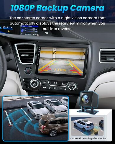 Car Radio for Honda Civic 2013-2015, [4Core 64GB ROM] 9" IPS Touchscreen Stereo Support Wireless Carplay Android Auto, Bluetooth GPS FM Radio, Free Back-up Camera (Only US Version) in Kuwait