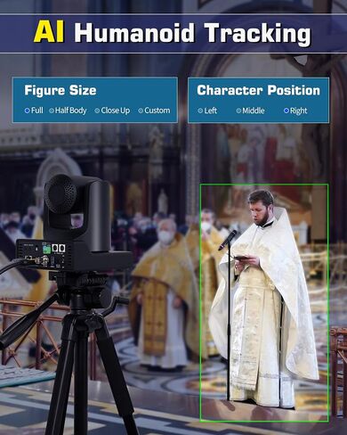 Chameye PTZ Camera 20x Optical Zoom, AI Auto Tracking HDMI PTZ Camera Bundle with PTZ Controller for Church Worship Education Events, C720+E300 in Kuwait
