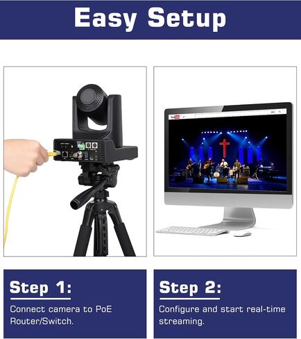 Chameye PTZ Camera 20x Optical Zoom, AI Auto Tracking HDMI PTZ Camera Bundle with PTZ Controller for Church Worship Education Events, C720+E300 in Kuwait