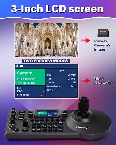 Chameye PTZ Camera 20x Optical Zoom, AI Auto Tracking HDMI PTZ Camera Bundle with PTZ Controller for Church Worship Education Events, C720+E300 in Kuwait