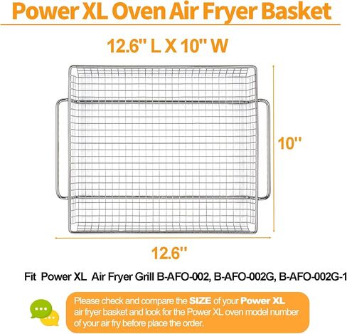 Upgraded B-AFO-002G-1 Crisper Tray Replacement Parts for Power XL Air Fryer Basket 304 Stainless Steel Oven Crisper Tray PowerXL Toaster Oven Tray Grill Plate Air Frying Mesh Basket Rack Accessories in Kuwait