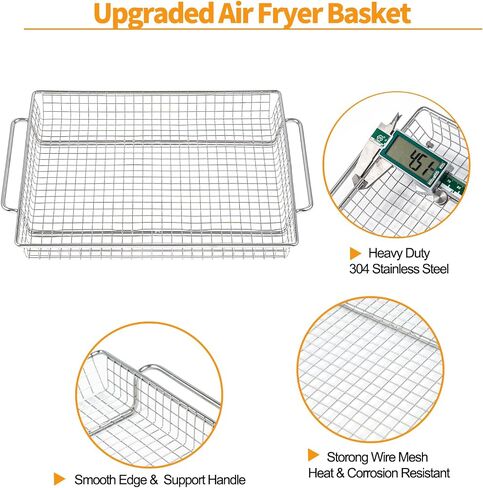 Upgraded B-AFO-002G-1 Crisper Tray Replacement Parts for Power XL Air Fryer Basket 304 Stainless Steel Oven Crisper Tray PowerXL Toaster Oven Tray Grill Plate Air Frying Mesh Basket Rack Accessories in Kuwait