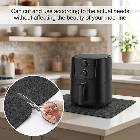 2 Pcs Heat Resistant Mat for Air Fryer, 12" x 17" Felt & Silicone Appliance Mat, Black Rectangular Heat Resistant Mats with Sliding Function for Air Fryer, Coffee Maker, Toaster, Oven in Kuwait