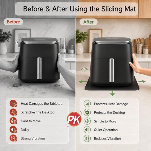 Sliding Mat for Cosori 9-in-1 TurboBlaze Air Fryer, Smooth Glide with Anti-Slip Base, with Hanging Strap, Clean Easily, Protects Kitchen Countertop, Sturdy Mat for Cosori Air Fryer Accessories in Kuwait