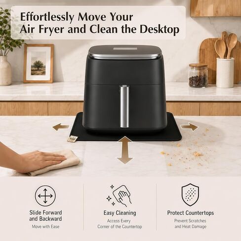 Sliding Mat for Cosori 9-in-1 TurboBlaze Air Fryer, Smooth Glide with Anti-Slip Base, with Hanging Strap, Clean Easily, Protects Kitchen Countertop, Sturdy Mat for Cosori Air Fryer Accessories in Kuwait