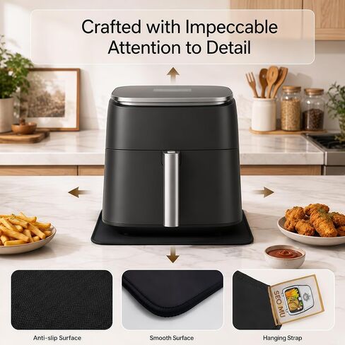 Sliding Mat for Cosori 9-in-1 TurboBlaze Air Fryer, Smooth Glide with Anti-Slip Base, with Hanging Strap, Clean Easily, Protects Kitchen Countertop, Sturdy Mat for Cosori Air Fryer Accessories in Kuwait