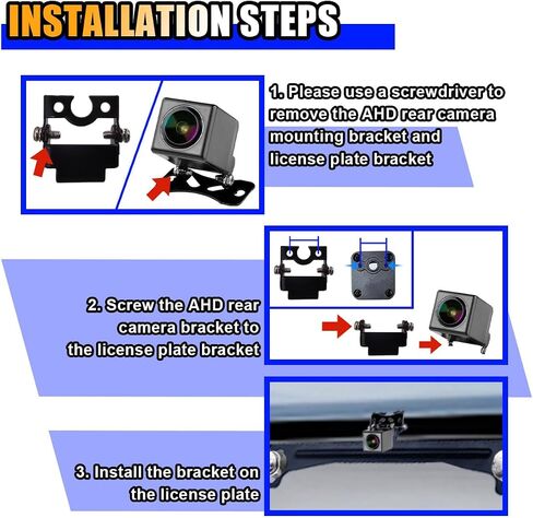 KITUREK Reverse Rear Camera License Plate Bracket, Rearview Camera Mount in Kuwait