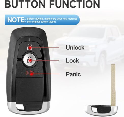 Smart Key Fob Replacement Remote fits for Ford Ecosport 18-23,Explorer 18-22,F-150 18-24,Edge 17-22,F450 F550 17-24,Bronco 21-22,Escape 20-23,Fusion 17-21,Ranger 19-23 Car Keyless Entry Remote 315Mhz in Kuwait