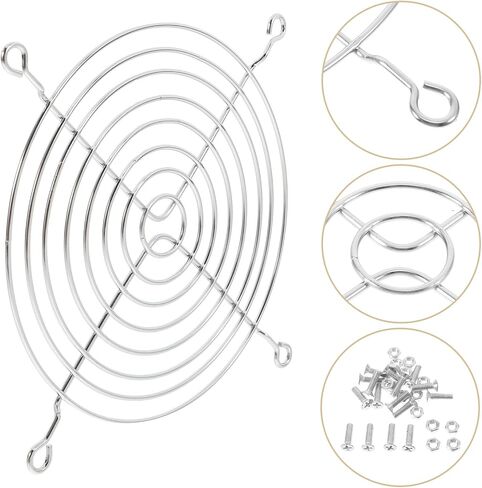 Alipis 4pcs 12cm PC Fan Grill Mesh Covers with Screws, Silver Zinc-Plated Protective Dust Filters for Computer Case Cooling Fans, Compatible with Desktop Tower Cooling Systems in Kuwait