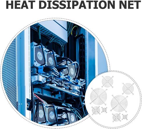 DOITOOL 10pcs PC Fan Grills Metal Mesh Covers with Screws 4/6/8/12cm Cooling Fan Guards for Desktop and Full Tower Computer Cases Dustproof Protection in Kuwait