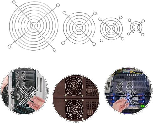DOITOOL 10pcs PC Fan Grills Metal Mesh Covers with Screws 4/6/8/12cm Cooling Fan Guards for Desktop and Full Tower Computer Cases Dustproof Protection in Kuwait