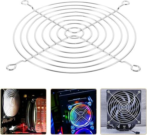 4pcs 12cm Computer Case Fan Grill Mesh with Screws Protective Dustproof Fan Cover for PC Cooling Silver Galvanized Steel for Desktop and Full Tower Cases in Kuwait