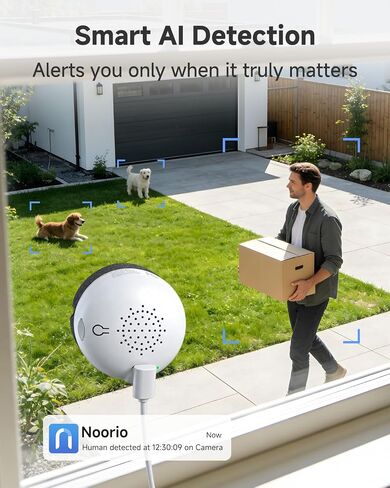 Noorio 4MP 2K Window Security Camera, Anti-Glare, AI Alerts, 24/7 Recording in Kuwait