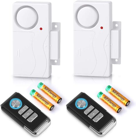 WSDCAM Door Alarm When Door Opens, Wireless 110dB Anti-Theft with Remote, Door Bells Chimes, Magnetic Security Alarms for Door, Window, Cabinet, Pool Safety for Kids, Alzheimer's Care (Black, 2 Pack) in Kuwait