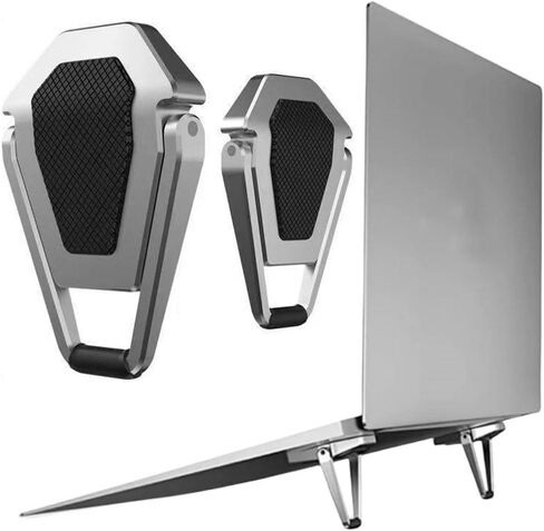 Portable Laptop Stand for Desk, Mini Foldable Laptop Riser,Anti-Slip Alloy Keyboard Stands Riser, Computer Stand Compatible with MacBook Air/Pro/Dell/HP/Lenovo/11''-17''Laptops and Keyboards (Silver) in Kuwait